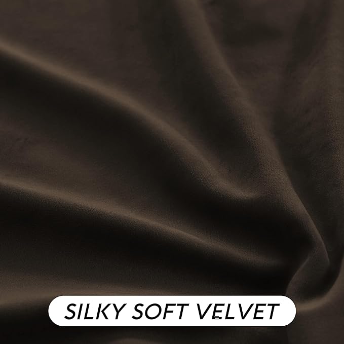 RYB HOME Brown Blackout Curtains 96 inches Long Velvet, Room Darkening Thermal - Image 5