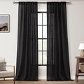 Black Linen Curtains 84 inches Long by Jolilight
