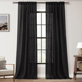 Black Linen Curtains 132 inches Long by Jolilight