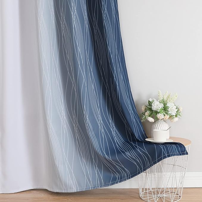 Estelar Textiler Full Room Darkening Greyish White and Navy Blue Blackout - Image 6