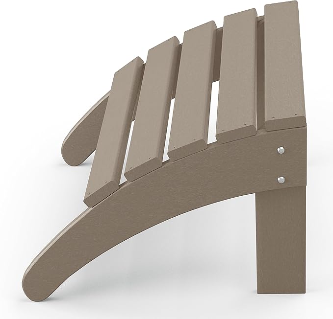 WestinTrends Outdoor Ottoman, Patio Adirondack Ottoman Foot Rest, All Weather Poly Lumber Folding Foot Stool for Adirondack Chair, Widely Used for Outside Porch Pool Lawn Backyard, Weathered Wood