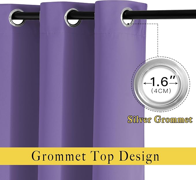 NICETOWN Blackout Curtains 63 inches Long, Grommet Window Treatment Energy - Image 2