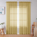 Simplebrand Gold Sheer Curtains 84 Inches Long, Light Filtering Rod Pocket by Simplebrand