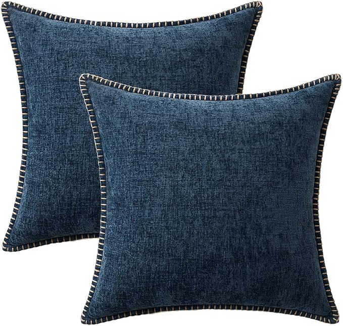 MIULEE Pack of 2 Couch Throw Pillow Covers 16x16 Inch Dark Blue Farmhouse - Image 6