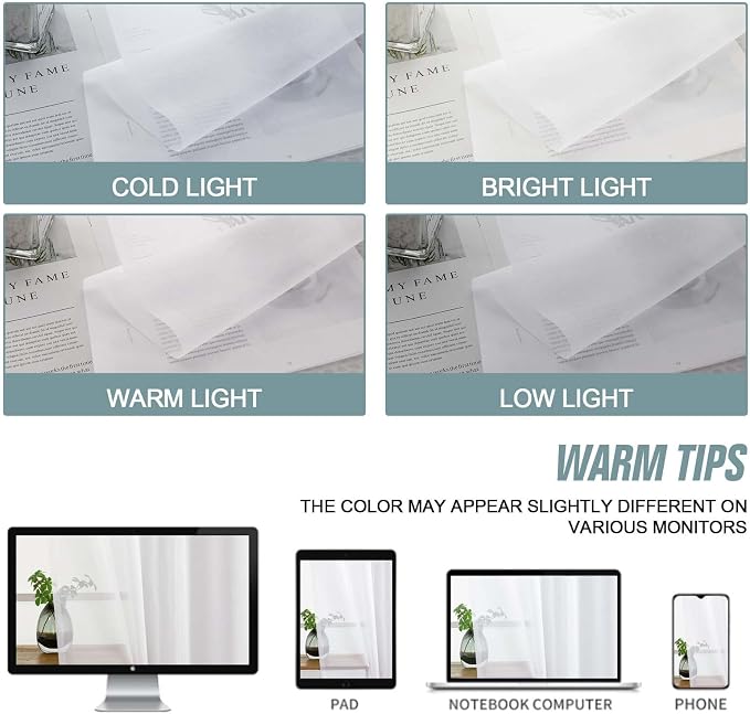 Sheer White Curtains 84 Inches Long 2 Panels, Elegant Airy Transparent Light - Image 6