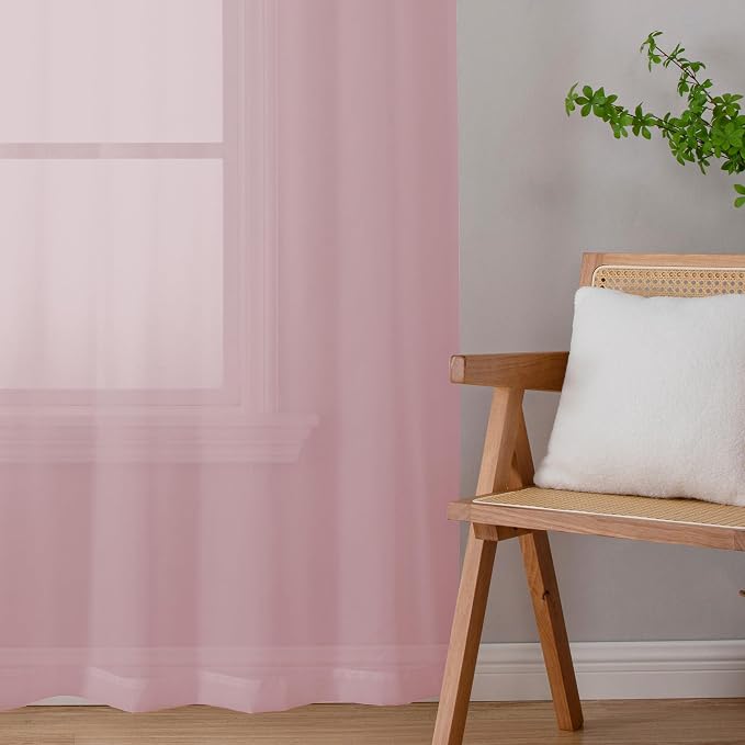 Chyhomenyc Sheer Curtains 63 Inch Length 2 Panels, Light Filtering Rod Pocket - Image 2