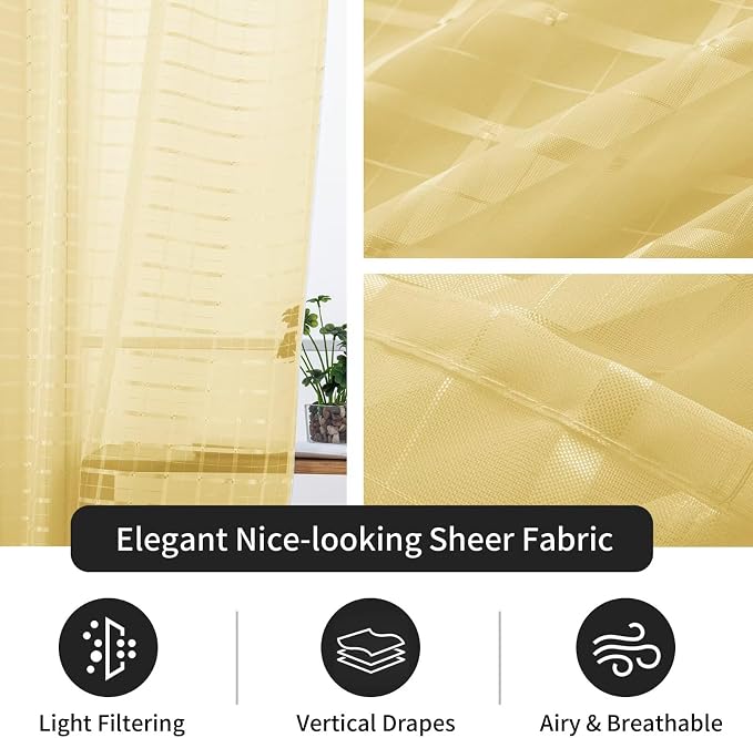 SpaceDresser Check Sheer Curtains 108 Inches Long - Image 4