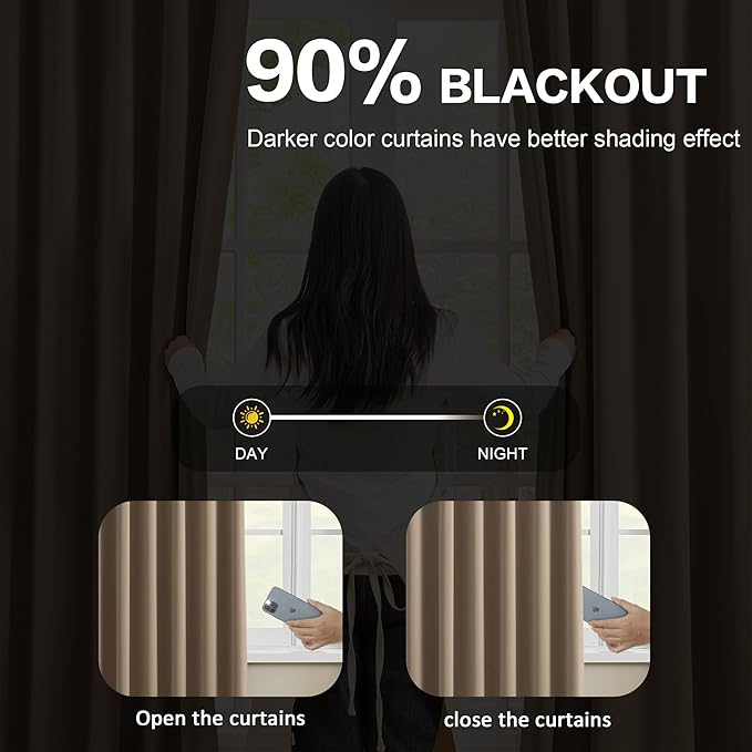Cappuccino Blackout Curtains 138 Inches Long 11.5 feet Tall, Extra Long Pinch - Image 3
