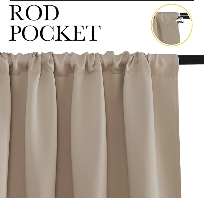 NICETOWN Blackout Curtains for Bedroom, 1 Pair, 42 by 45-inch, Window Treatment - Image 2