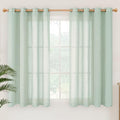 YoungsTex Light Green Linen Semi Sheer Curtains 45 Inch Length, Short Drapes by YoungsTex