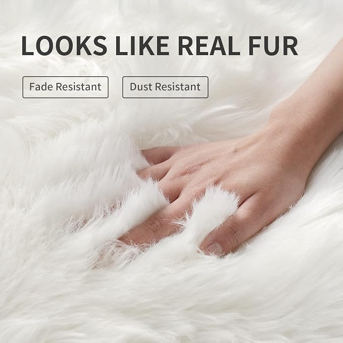 Faux Fur Area Rug, Indoor Plush Floor Carpets - Image 4