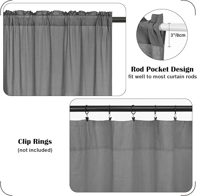 FRAMICS Farmhouse Swag Curtain, Boho Cotton Linen Valance Curtain, Country Rod - Image 3