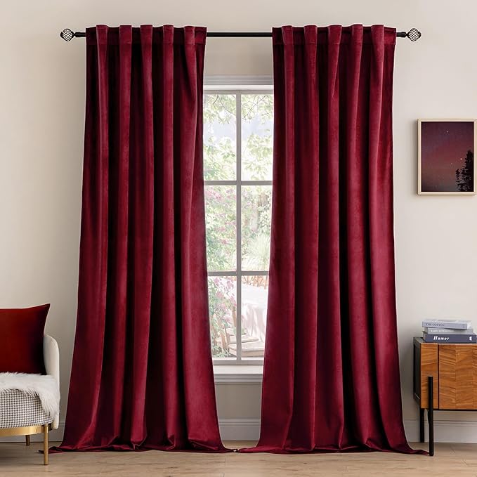 MIULEE Velvet Curtains 52x84 inches 2 Panels Burgundy Red Blackout Curtains | by MIULEE