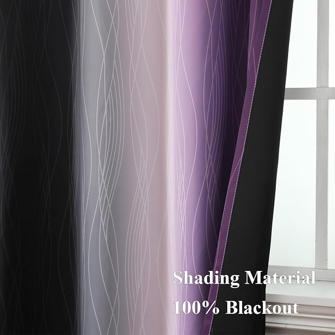 Estelar Textiler Black and Purple Ombre Blackout Curtains 90 Inches Long 2 - Image 5