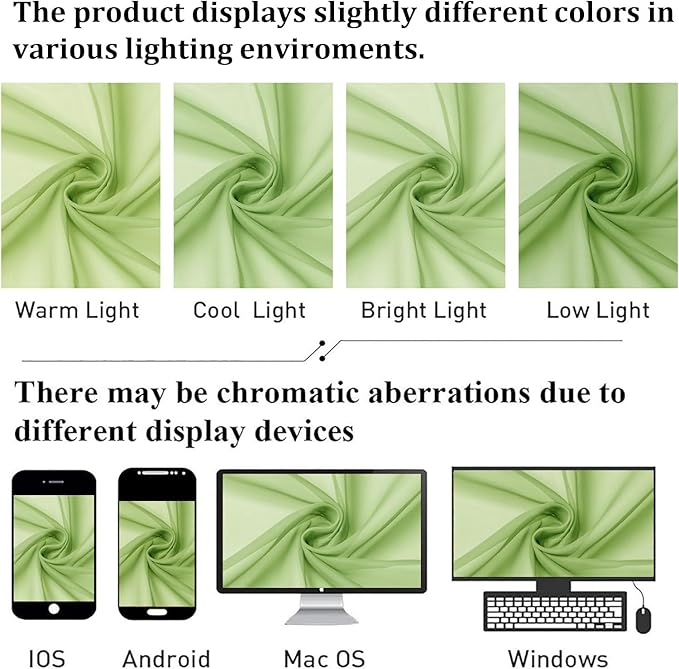 Lecloud Lime Sheer Curtains 84 Inches Long 2 Panels, Solid Voile Light - Image 4