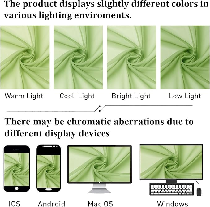 Lecloud Lime Sheer Curtains for Living Room 90 Inches Long 2 Panels, Solid - Image 4