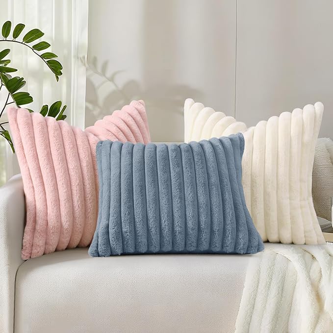 decorUhome Cozy Faux Fur Throw Pillow Covers 20x20 Set of 2 Decorative Soft - Image 8