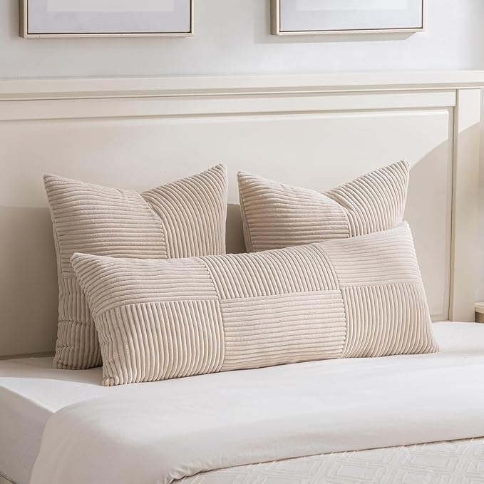 Fancy Homi 2 Packs Tan Euro Decorative Throw Pillow Covers 28x28 Inch - Image 5