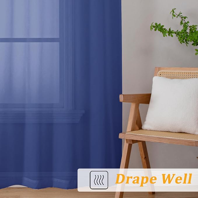 Gwine Royal Blue Valances for Windows, Small Light Filtering Rod Pocket Cafe - Image 7