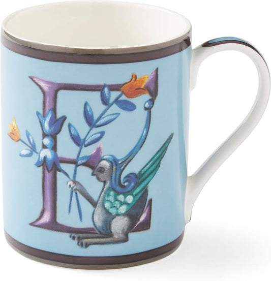 Spode Kit Kemp 12oz Mug in Fine China, E Initial - Custom Coffee Cup for Hot Beverages, Personalized Gift Idea for Her, Him, Friends, Coffee Lovers - Stylish Letter Mug for Daily Use, Dishwasher Safe