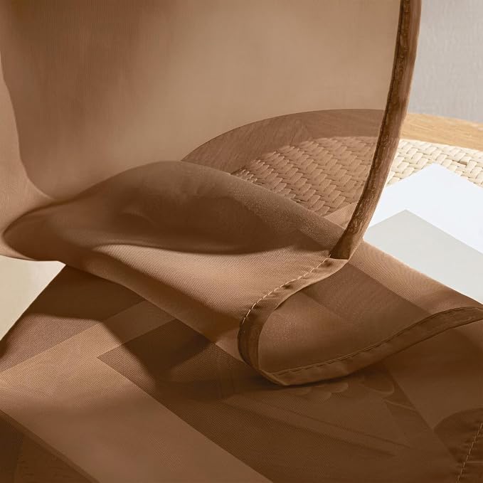 MIULEE Dark Brown Sheer Curtains 63 Inches Long 4 Panels 42 x 63 Inches | Light - Image 7