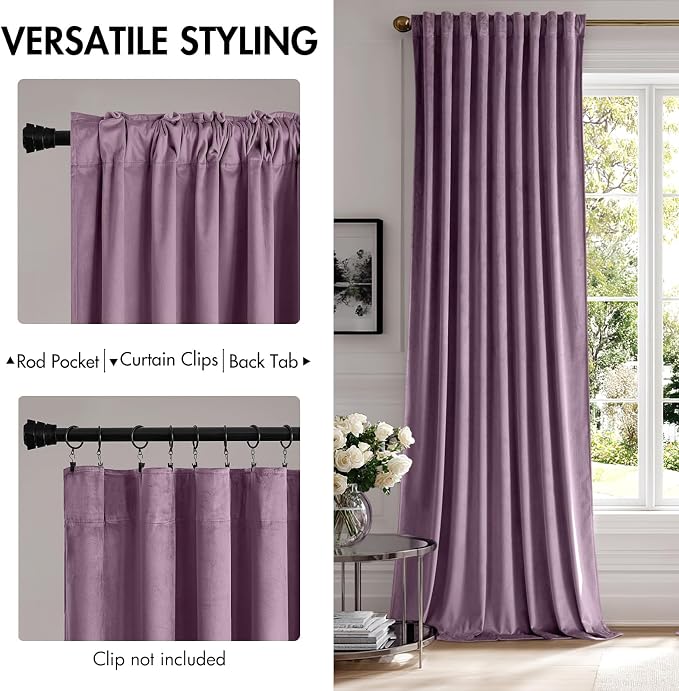MIULEE Lavender Velvet Curtains 108 inches - Image 2