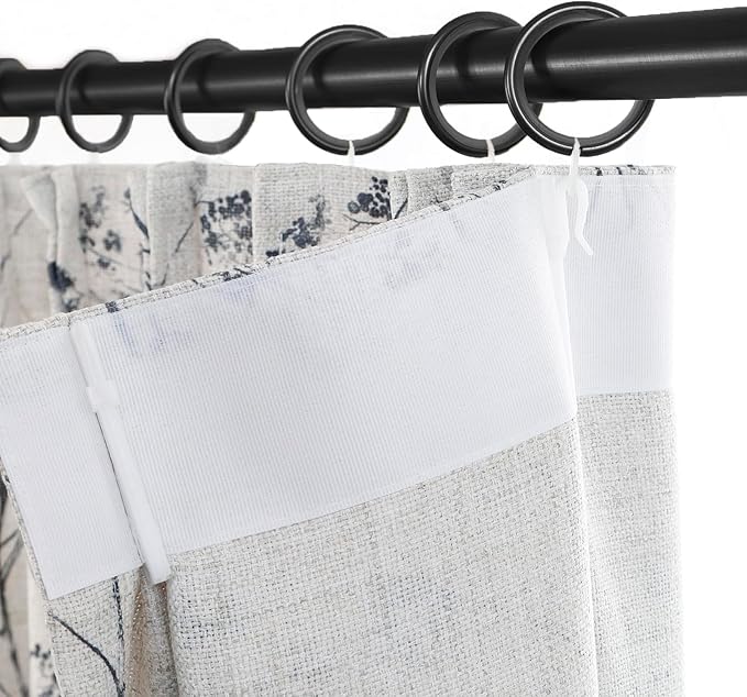 Pinch Pleated Floral Linen Curtains 2 Panels Elegant Light Filtering Privacy Drape,72 Inch Wide by 84 Inch Long Curtains Suitable for Living Rooms and Bedrooms