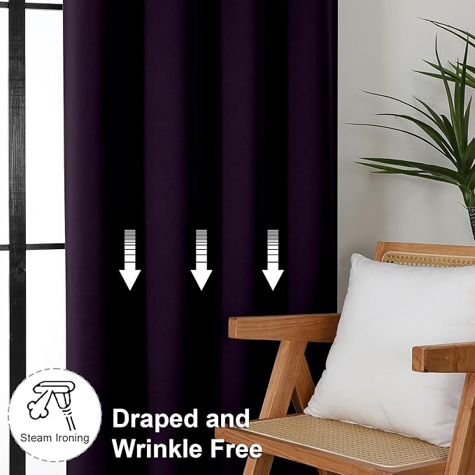 Simplebrand Ava BlackBerry Short 36 Inches Blackout Curtain 2 Panels Set - Image 7