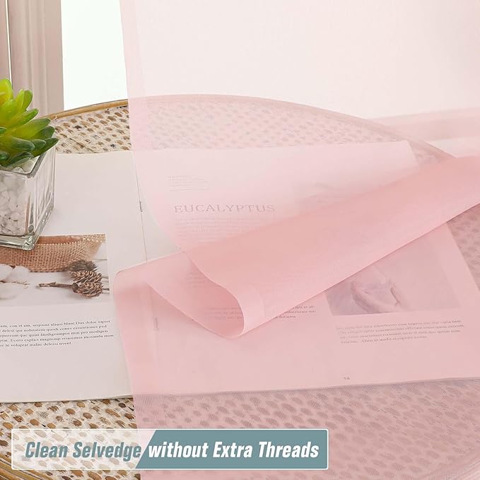 Blush Pink Sheer Curtains 84 Inches Long 2 Panels, Elegant Airy Transparent - Image 2