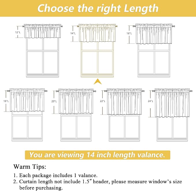 OWENIE Linen Valances for Windows 1 Pcs, Light Filtering Textured Farmhouse - Image 3