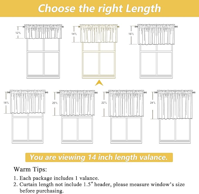 OWENIE Natural Valances for Windows 1 Pcs, Light Filtering Textured Farmhouse - Image 3