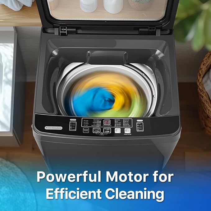 Portable Washing Machines 27 LBS Full Automatic Clothes Washer and Spinner Combo with 10 Program and 8 Water Level, Compact Laundry Wash Spin Dryer for Apartment RV Dorm, Grey