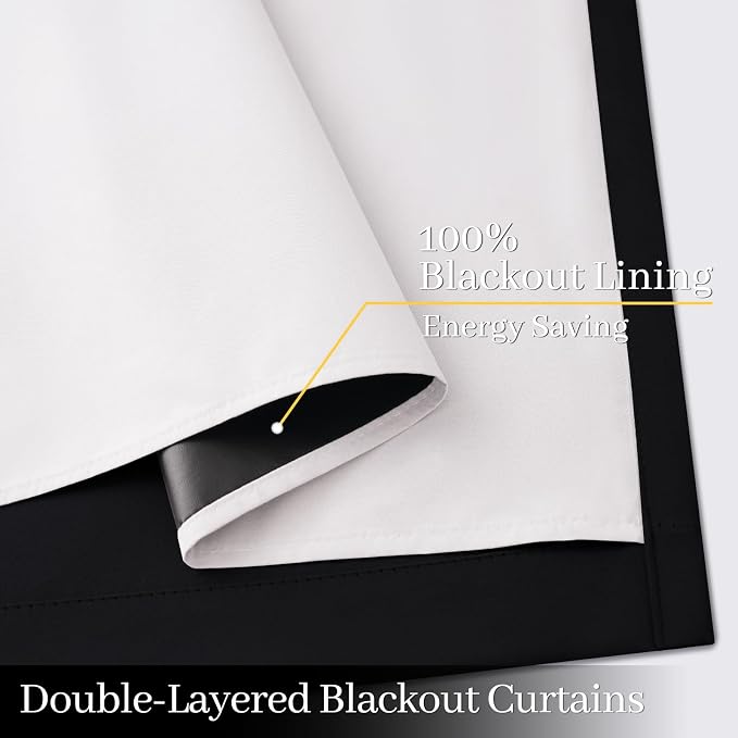 Yakamok Black 100% Blackout Curtains 72 Inches Long - Image 4