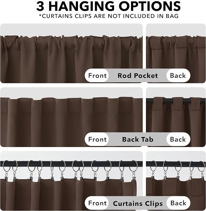 Deconovo Blackout Curtains, Thermal Insulated, W42 x L72 2 Panels, Back Tab - Image 2