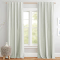 NICETOWN Light Green Linen 100% Blackout Curtains 120" Length by NICETOWN