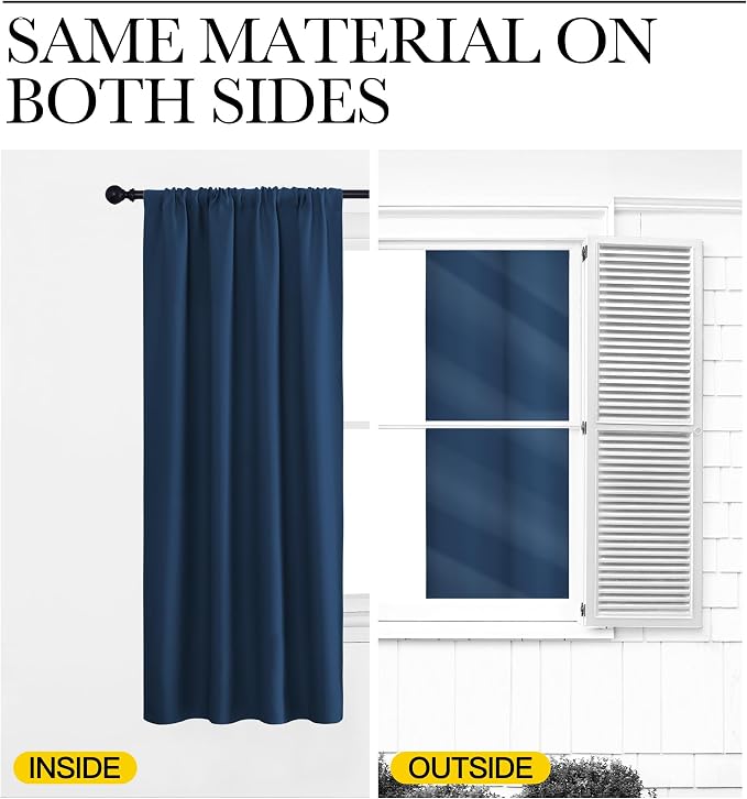 NICETOWN Kitchen Curtains, Short Blackout Drapes, Moroccan Blue, Thermal - Image 5