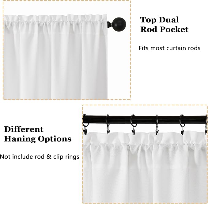 OWENIE White Valances for Windows 1 Pcs 24 Inch Length, Light Filtering - Image 4