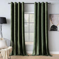 MIULEE 90 Inches Velvet Curtains Olive Green Elegant Grommet Curtains Thermal by MIULEE