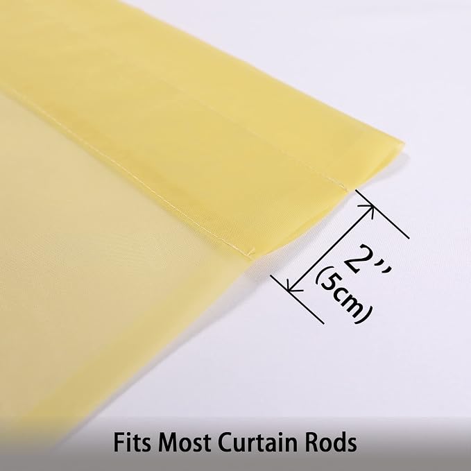 Gold Sheer Curtains 96 Inch Length 2 Panels Set, Elegant Sheer Curtains - Image 5