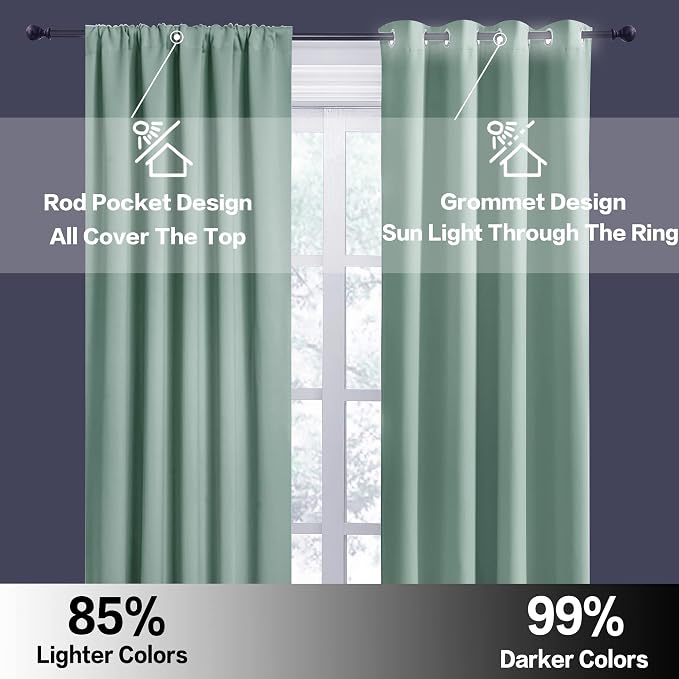 RYB HOME Blackout Privacy Bathroom Window Curtains, Short Thermal Insulated - Image 6