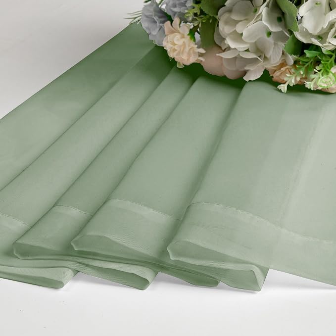 Aiyufeng Sage Green Sheer Curtains 96 Inch Length 2 PCS, Rod Pocket Voile Drapes - Image 7