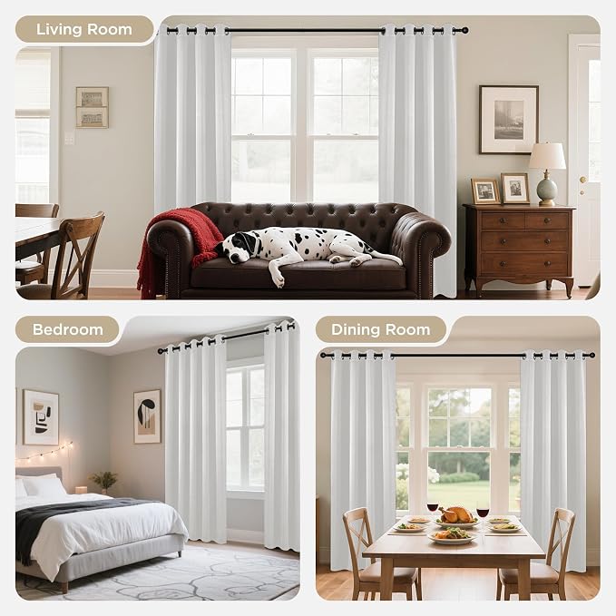 Joydeco White Curtains 63 Inches Long 2 Panels Set, Thermal Insulated Long - Image 8