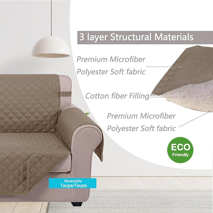 U-NICE HOME Reversible Recliner Chair Covers, Taupe | 23''Armchair Cover - Image 5