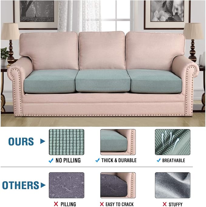 H.VERSAILTEX Super Stretch Individual Seat Cushion Covers Sofa Covers Couch - Image 2