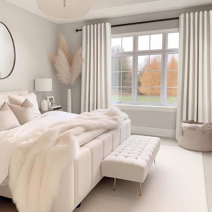 Topfinel 107 Inch Long Farmhouse Linen Blackout Curtains - Image 8
