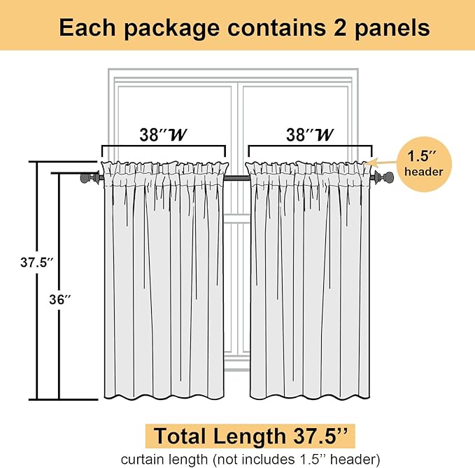 Lecloud Leia Jacquard Textured Blush Sheer Kitchen Curtains 36 Inch Length 2 - Image 4
