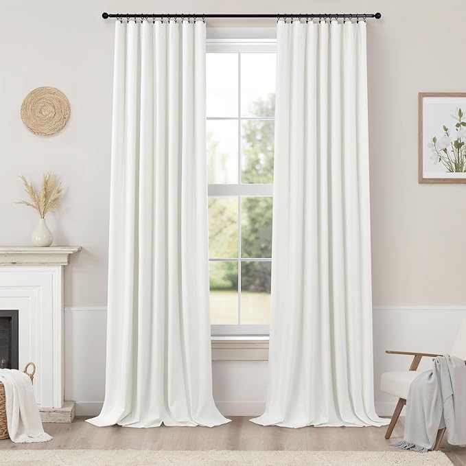 Extra Long Ivory Curtains for Living Room Blackout 108 Inch Sound Proof Wide - Image 9