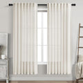 Cream White Linen Curtains 72 Inch Length 2 Panels Set by Nanspring