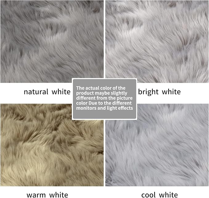 SERISSA 5x5 Fluffy Grey Round Faux Fur Area Rug - Image 6