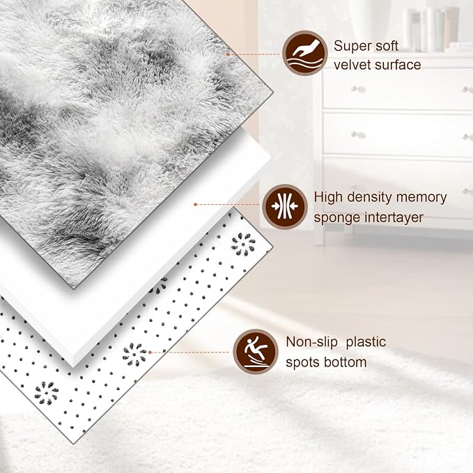 TWINNIS Super Soft Shaggy Rugs Fluffy Carpets 5x8 Feet, Indoor Modern Plush - Image 2